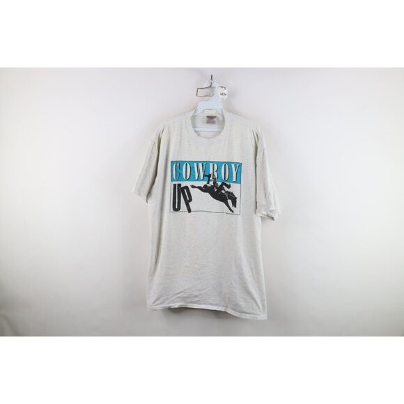 Vintage Other - Vintage 90s Streetwear Mens XL Distressed Western Cowboy Up Bull Rider T-Shirt
